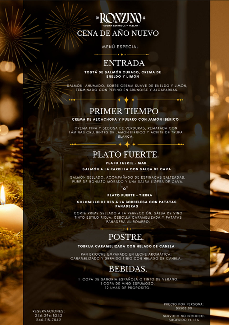🎉 Cena de Año Nuevo - Restaurante Ronzino 🎉